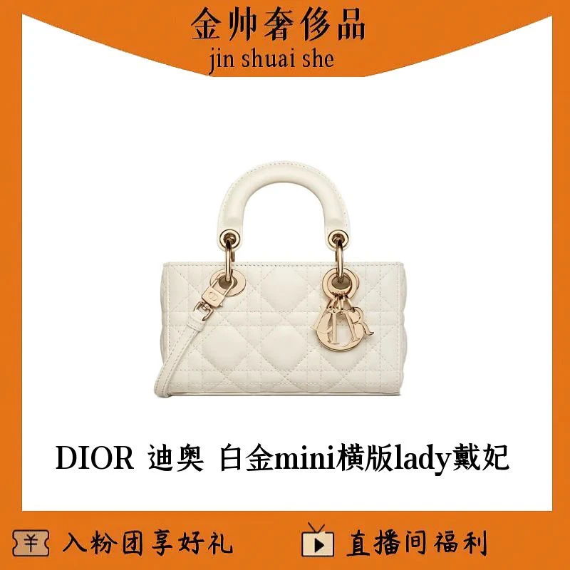 99新 DIOR/迪奥 白金/横版/mini/戴妃/单肩包/B4505