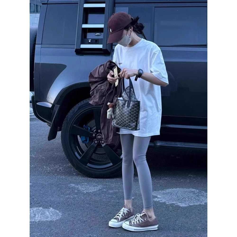 白色T恤打底2025爆款欧货百搭洋气时尚宽松感正中长款t恤女遮屁股