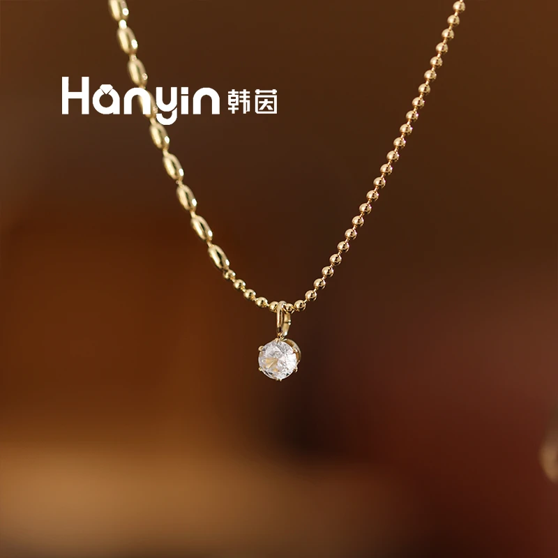 钛钢项链 时尚百搭AB米珠链优雅王妃泡泡不掉色项链