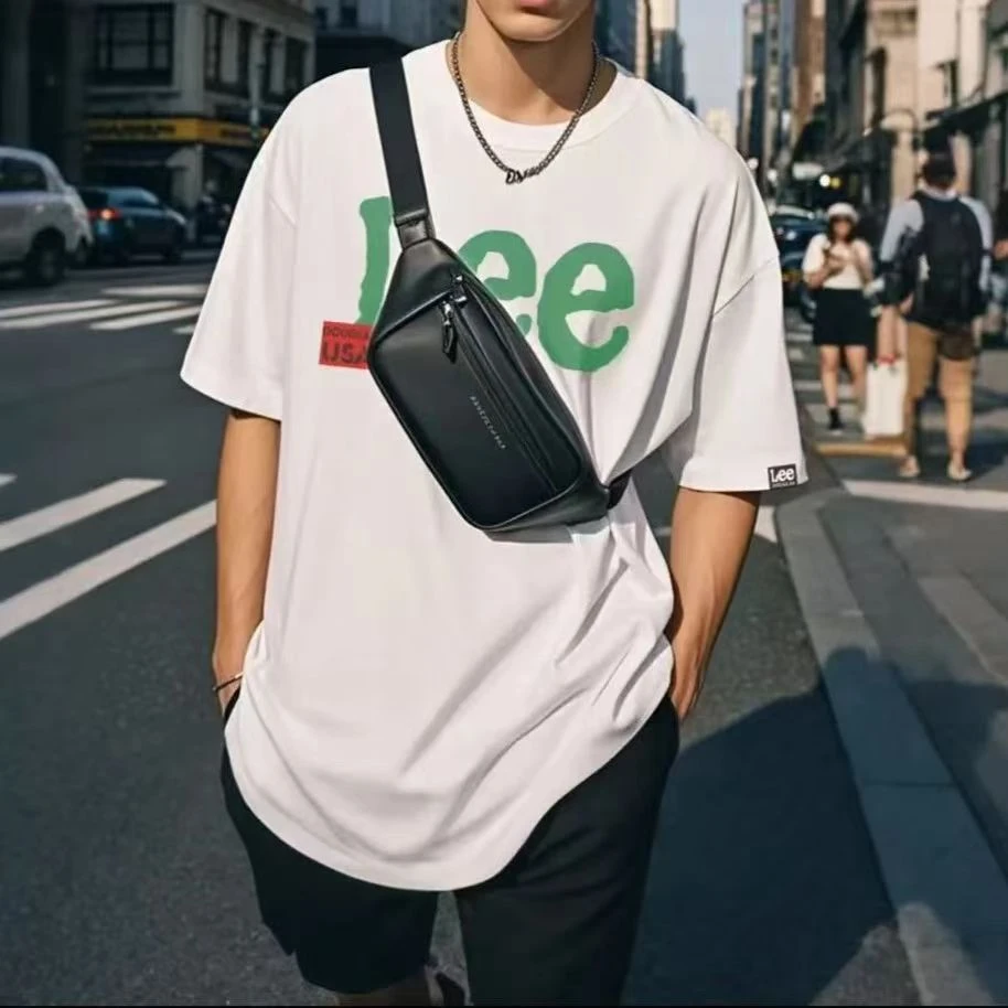 308潮牌T恤男女同款时尚百搭圆领印花t恤短袖白绿le