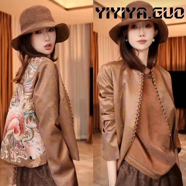 yiyiya.Guo艺艺吖【凤喜牡丹】新中式中国风多扣圆领外套080087SS52