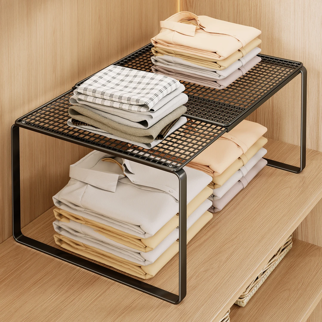 衣柜置物架柜内分层收纳架衣服内衣整理架可伸缩隔板抽拉储物神器