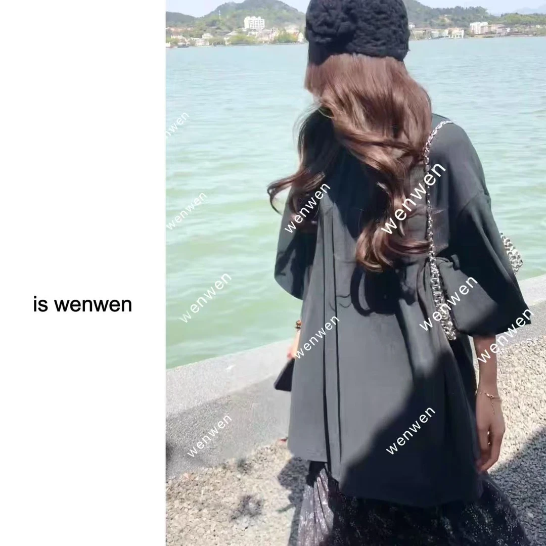 【WEN】黑莫利 新款慵懒风中袖韩版宽松百搭夏款T恤 YS781