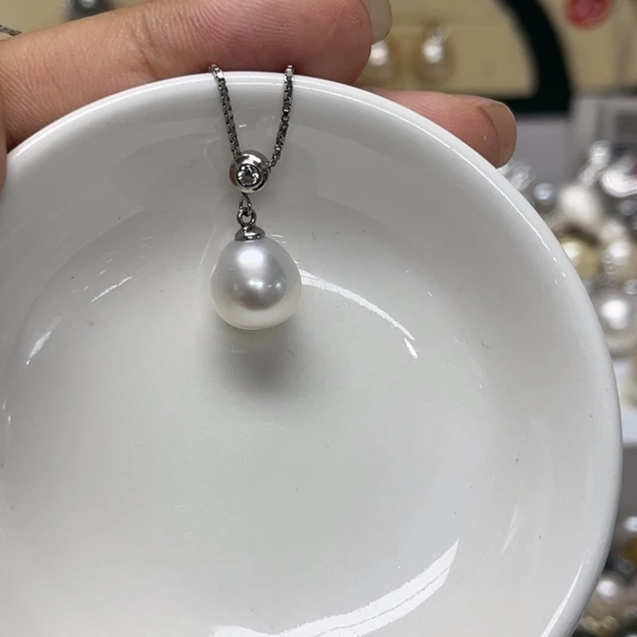 海水珍珠银S925镶嵌颈饰澳白10-11mm15号
