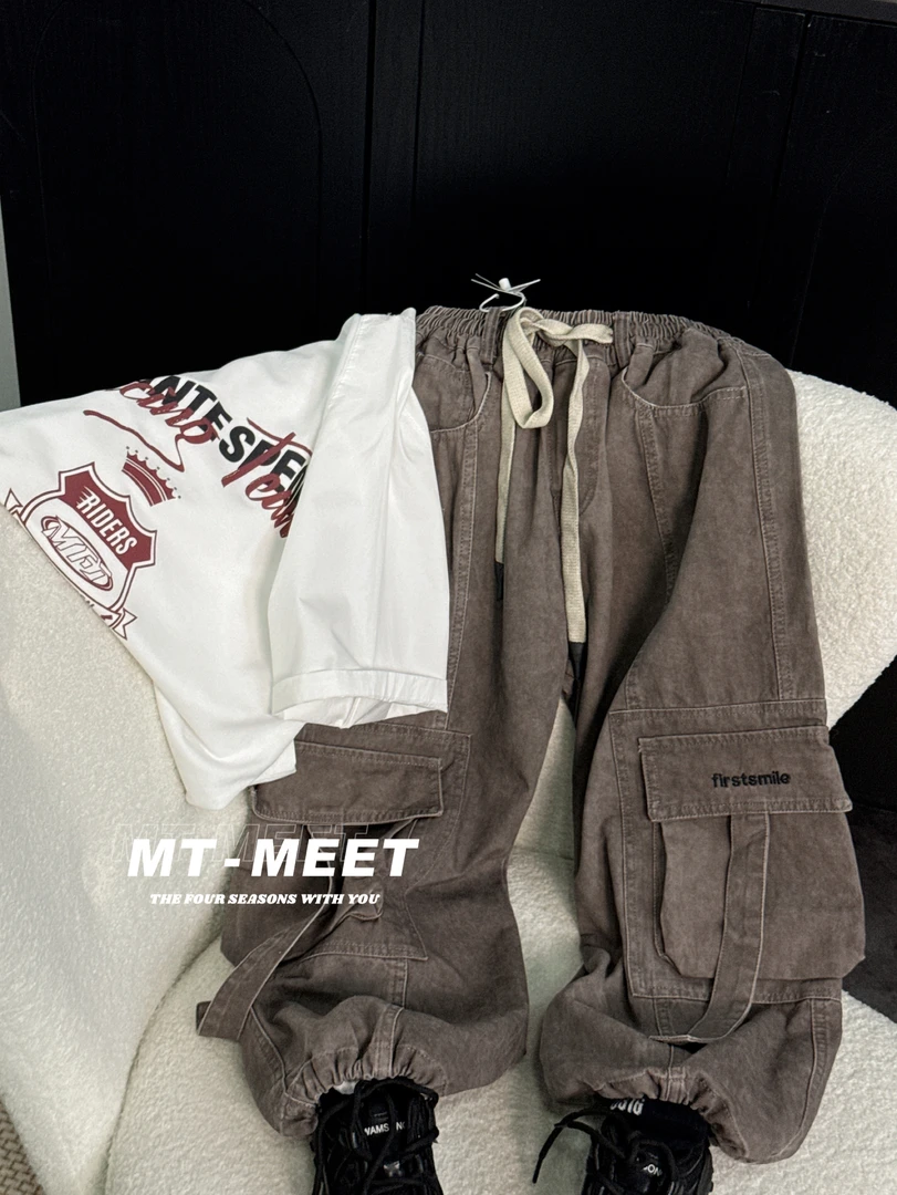 M T 2025 春季新款亲子时尚百搭宽松抽绳韩版牛仔裤/6020