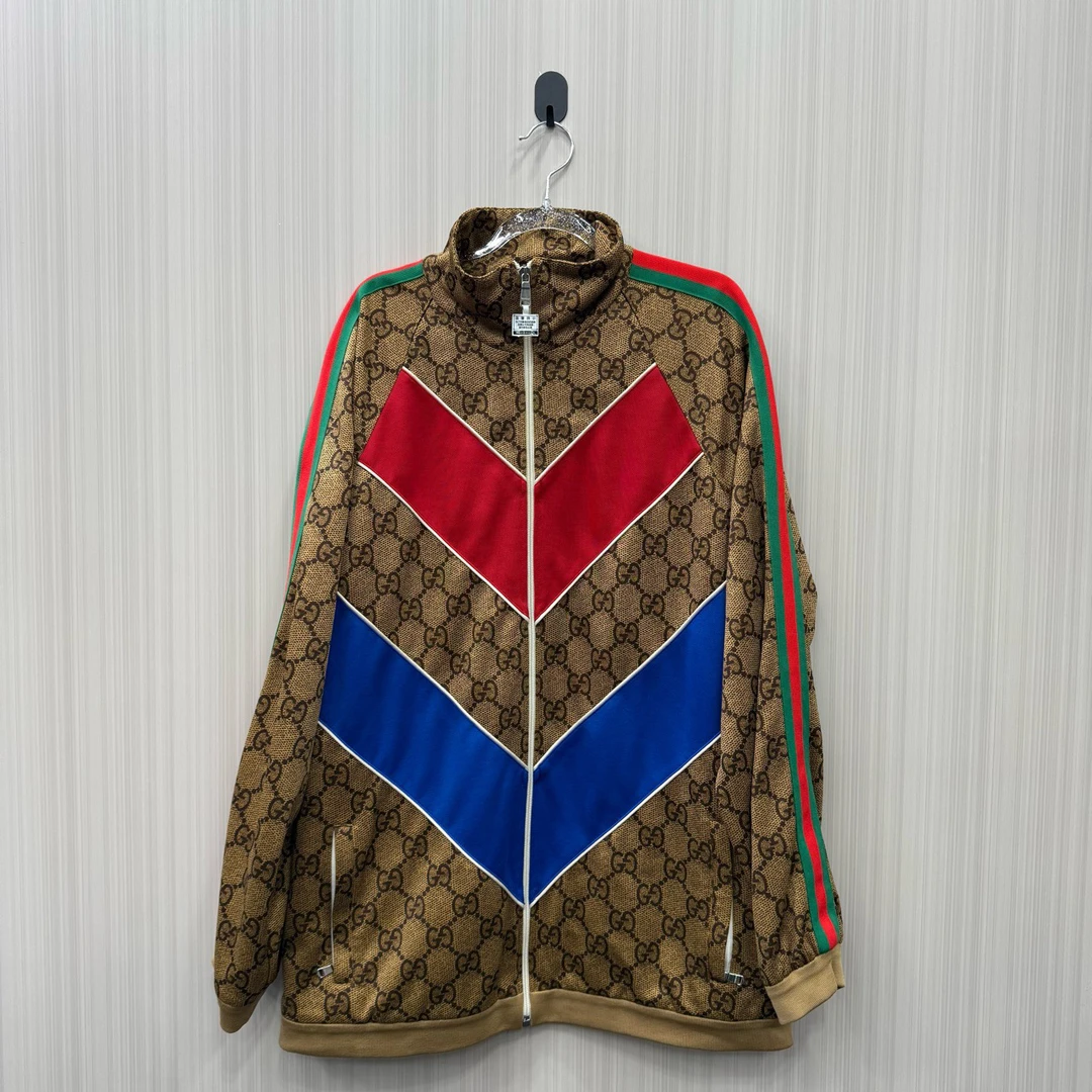 99新 GUCCI/古驰 满印红绿条纹外套 尺码：M 10049