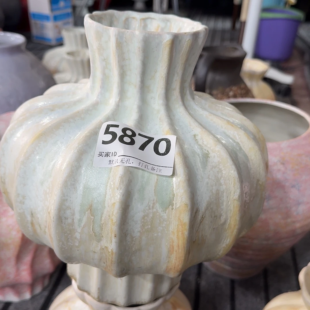 笑****陶摆件景德镇高温花瓶编码5870高28口8默认无孔