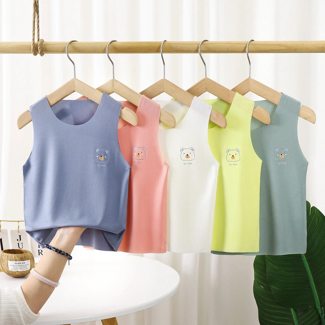 夏季薄款男女儿童无袖无骨背心打底宝宝外穿无痕冰丝背心内穿护肚