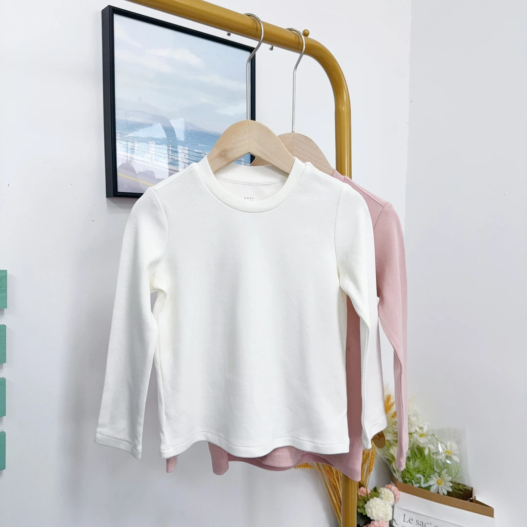 G女童磨毛运动打底上衣长袖T恤    纯色