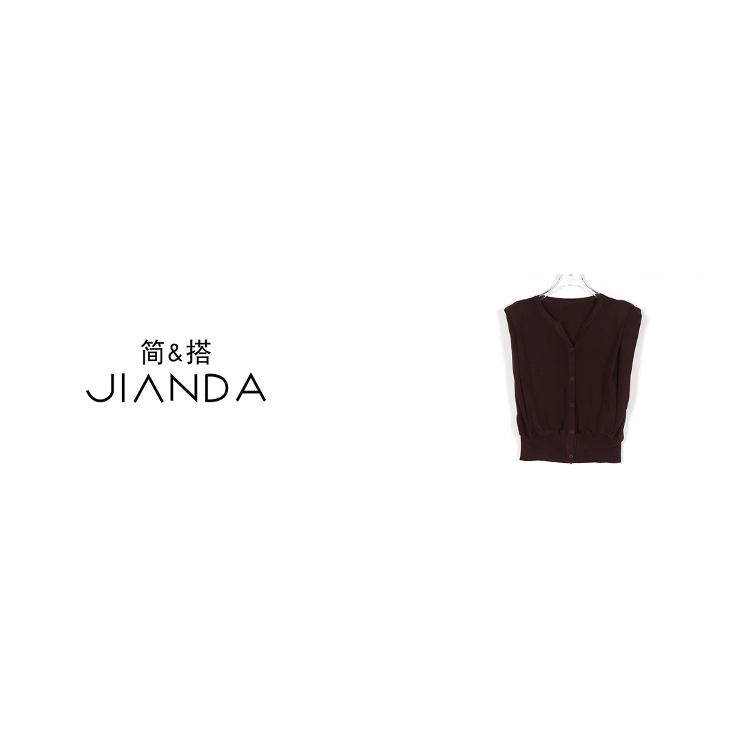 简&搭【千屿Sheila】无袖排扣T恤开衫252-KS/0610-81198