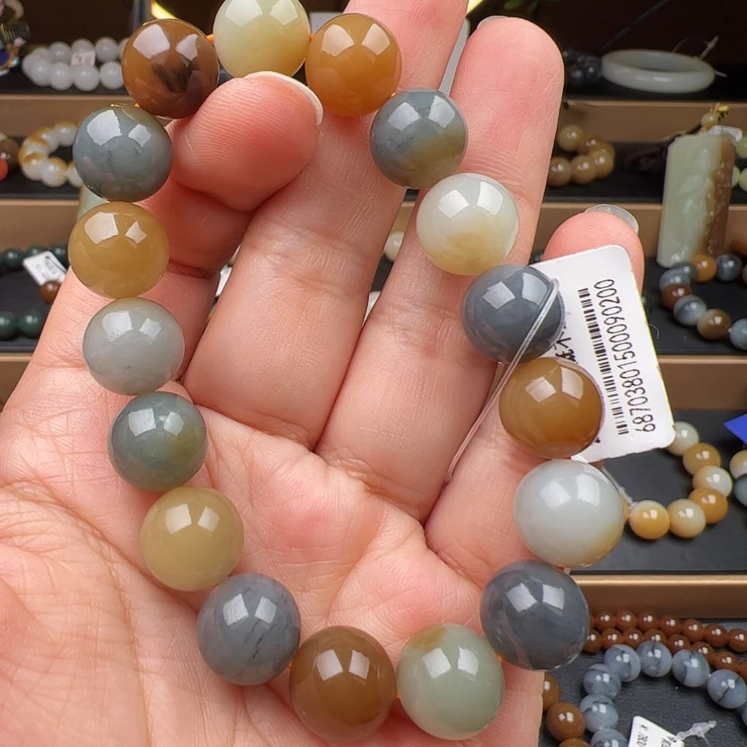 和田玉未镶嵌手链新疆精品楼兰三色卡12