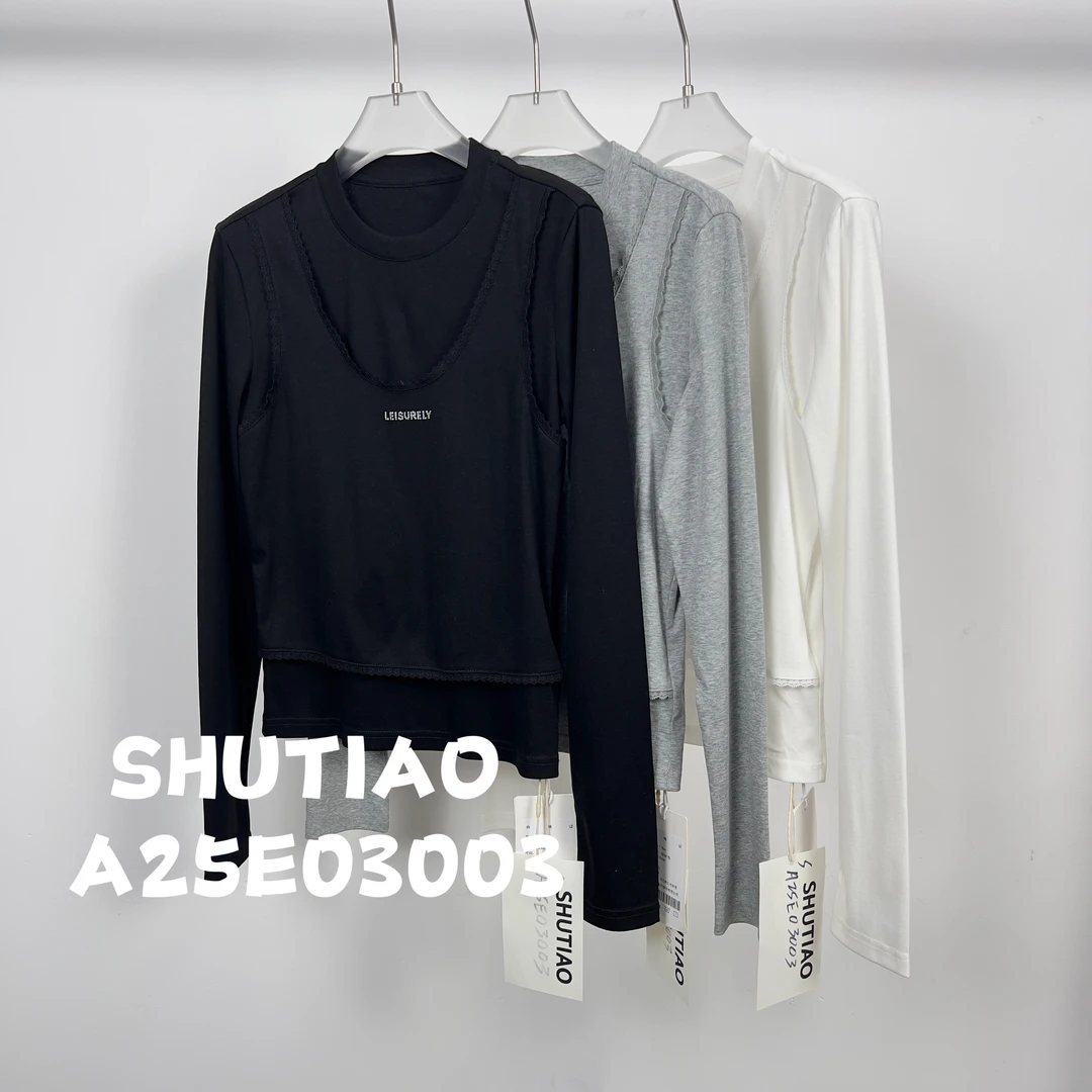 【SHUTIAO】2025夏季：新款小众设计款T恤A25E03003