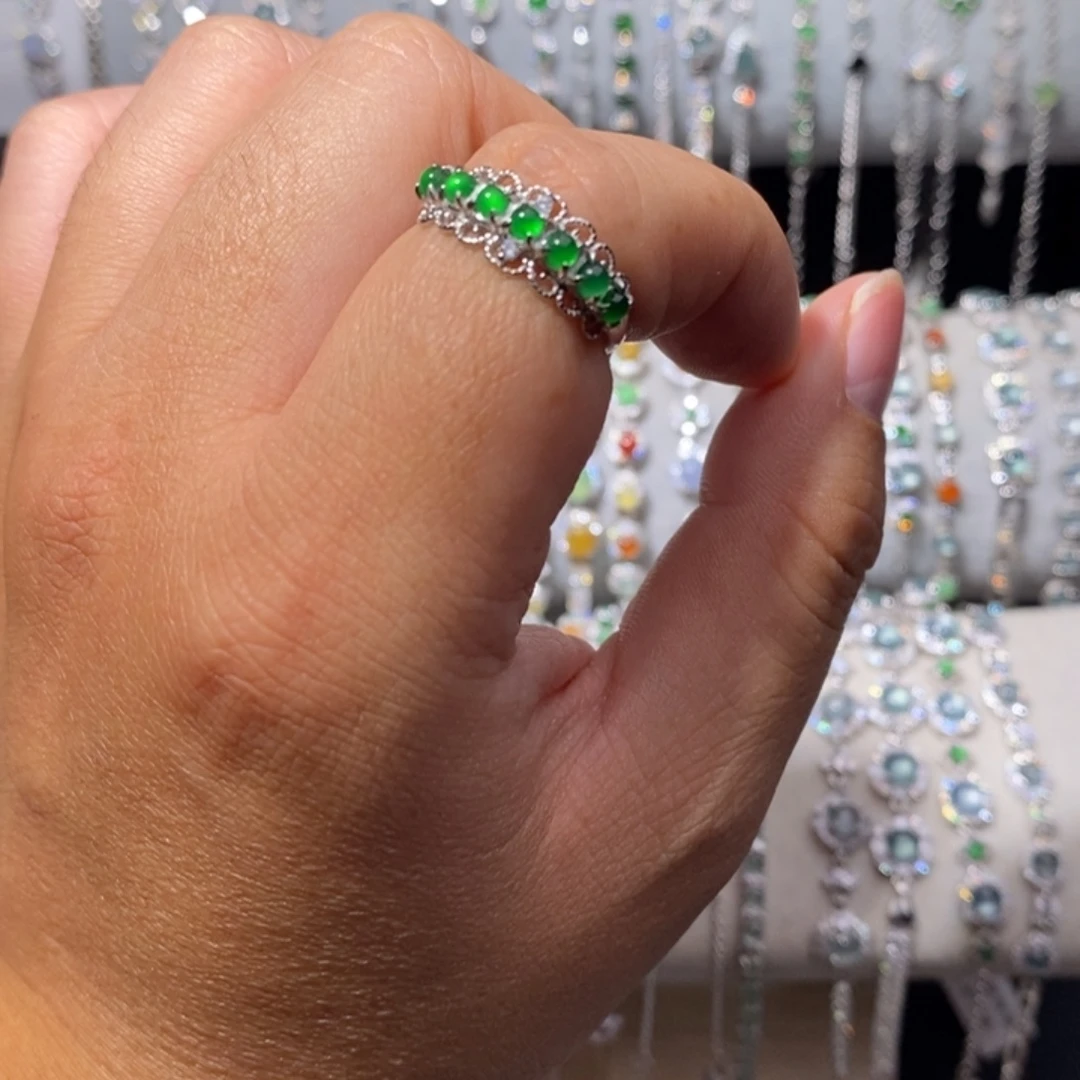 翡翠银S925镶嵌戒指huu