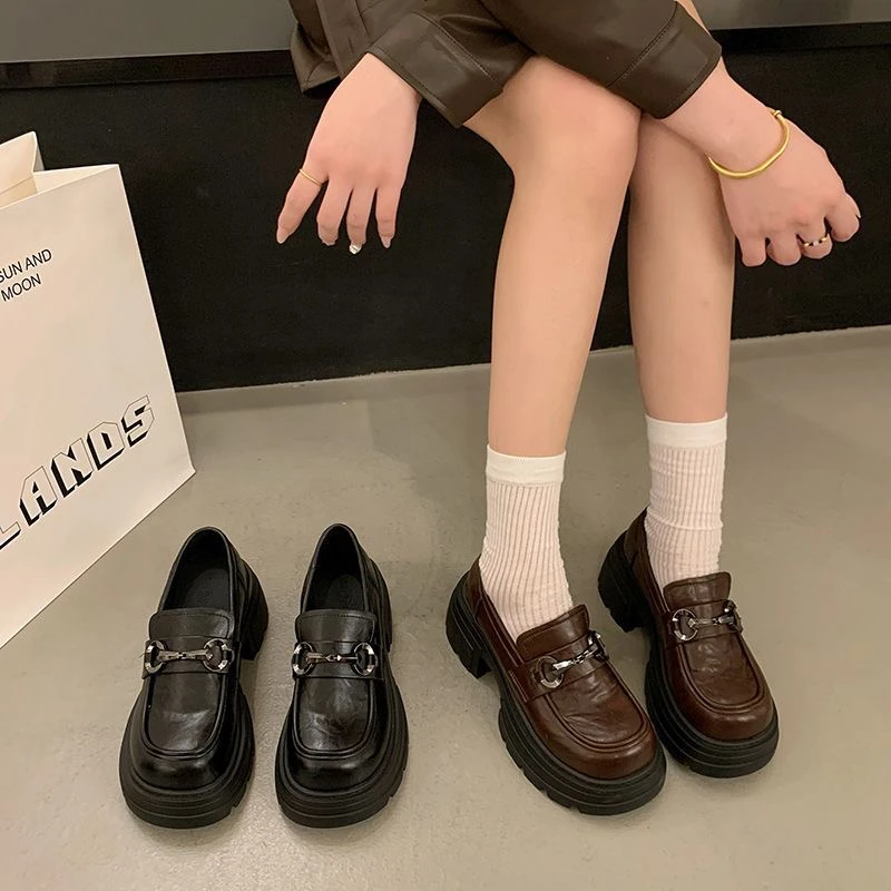 【赠运费险】【一双孤品】秋季厚底乐福百搭小皮鞋舒适软底英伦风18