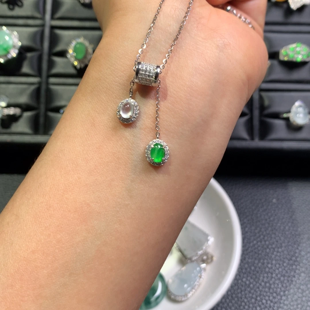 翡翠银S925镶嵌颈饰