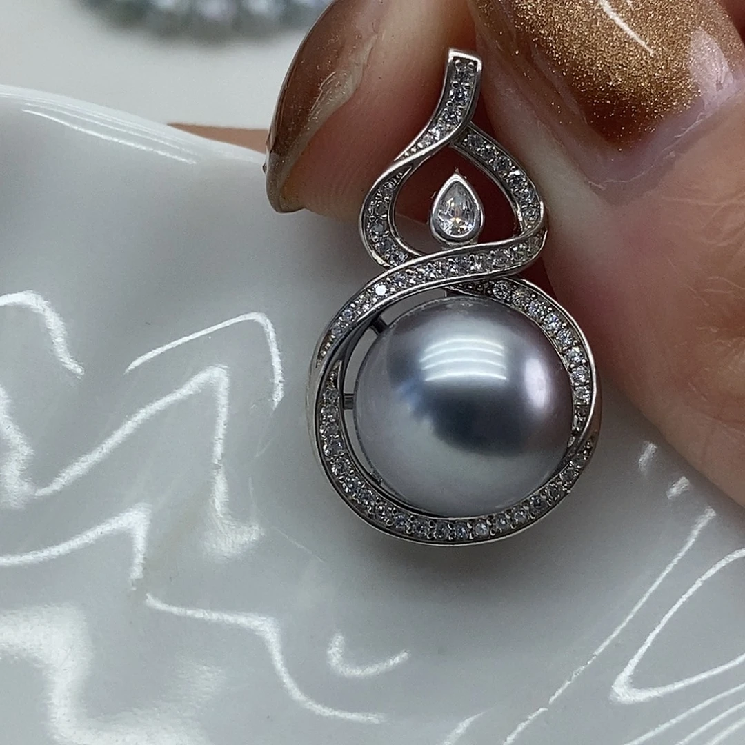 海水珍珠吊坠(不含链)银S925镶嵌