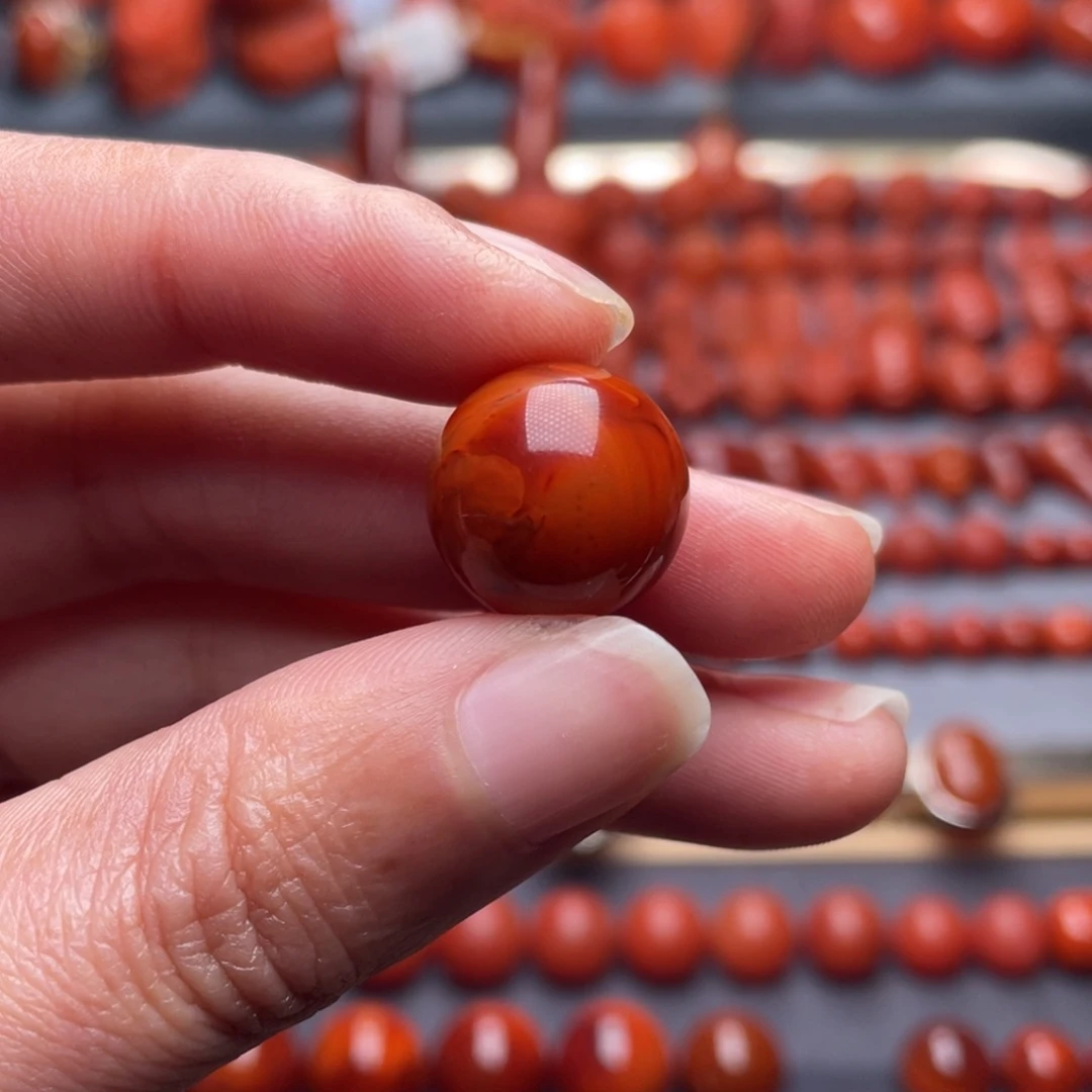 發***仔南红玛瑙未镶嵌其他W14➕瓦西玫红双色满肉圆珠