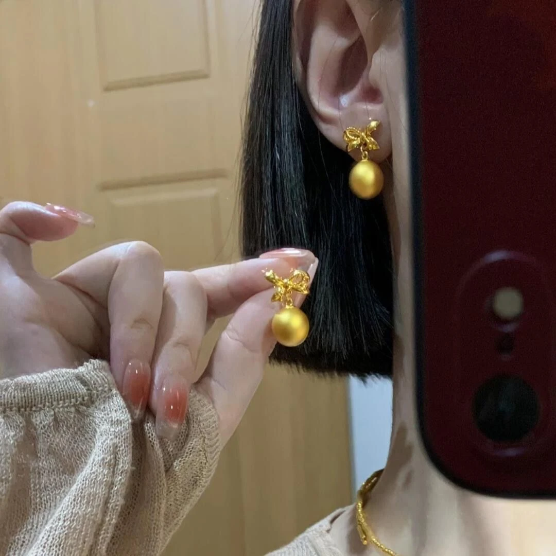 铜合金耳饰 蝴蝶结耳钉女新款轻奢小众精致气质复古百搭高级感