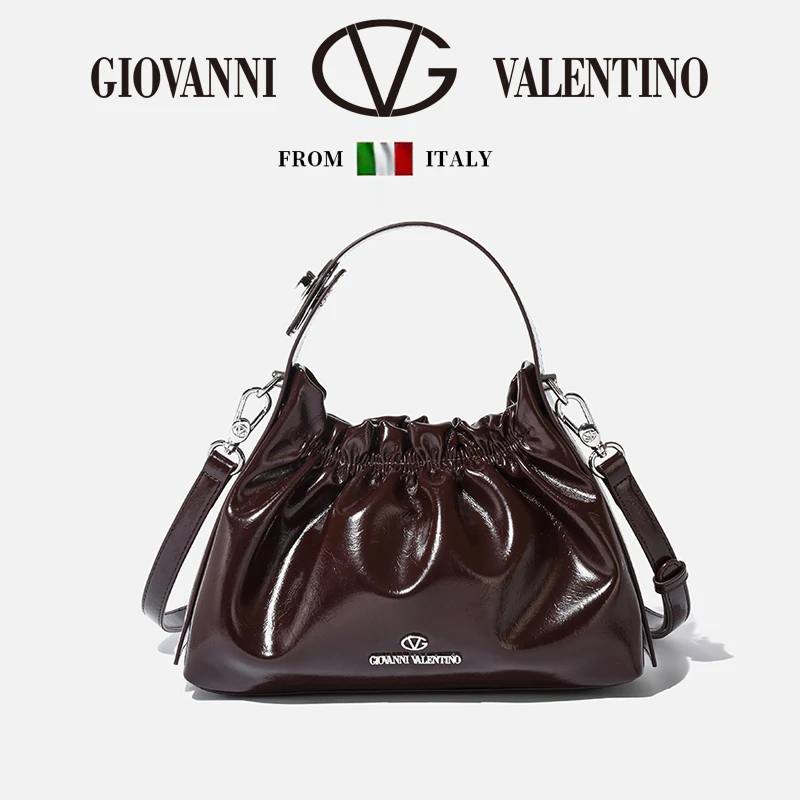 GIOVANNI VALENTINO/卓凡尼·华伦天奴时尚小众纯色褶皱女包
