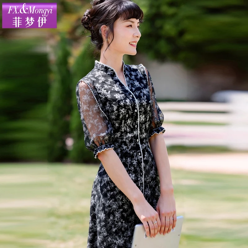 菲梦伊新款100桑蚕丝时尚连衣裙FXXL1458
