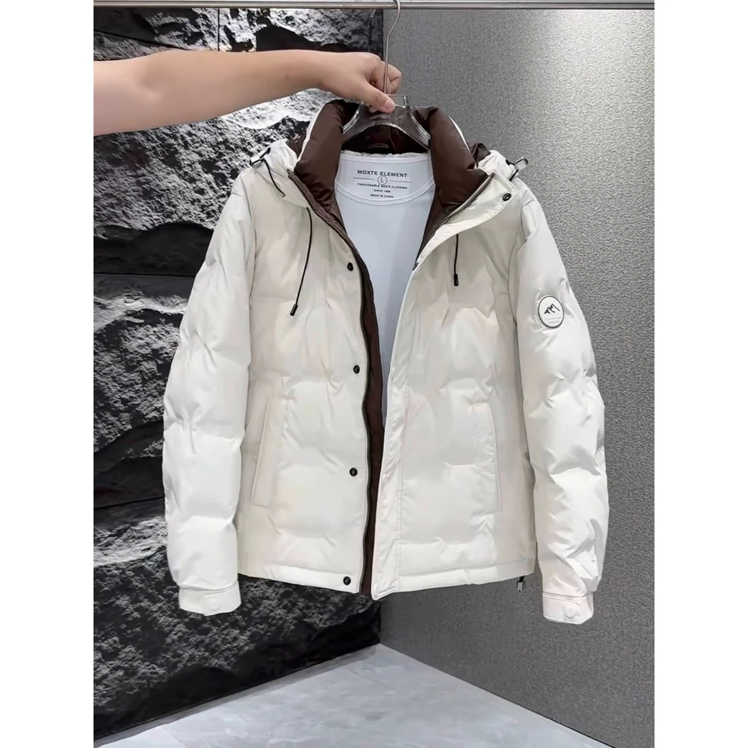 B37潮牌男装冬季连帽男2024韩版免洗加厚保暖修身款外套