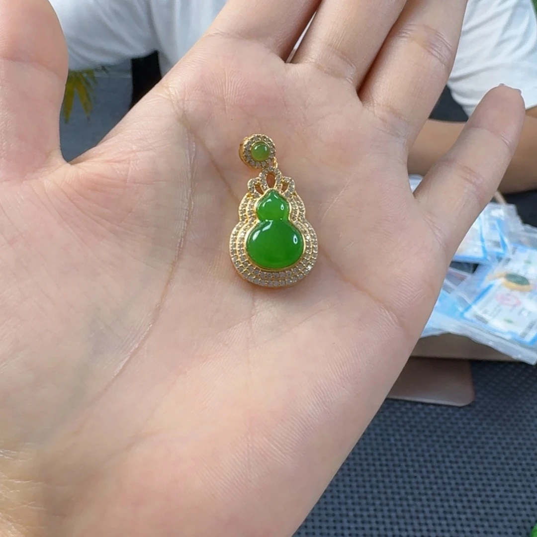 和田玉（碧玉）银S925镶嵌颈饰