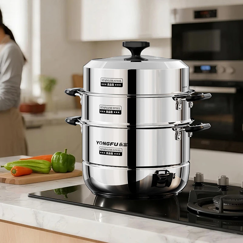 【复底特厚】保真全304不锈钢蒸锅家用多功能煤气灶电磁炉通用汤锅