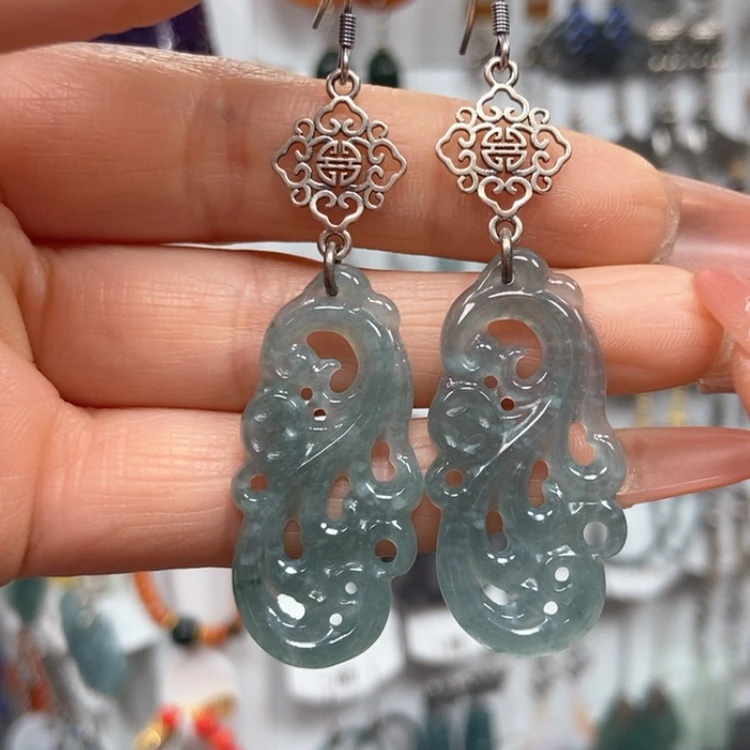 【闪购商品】翡翠耳饰银S925镶嵌耳饰