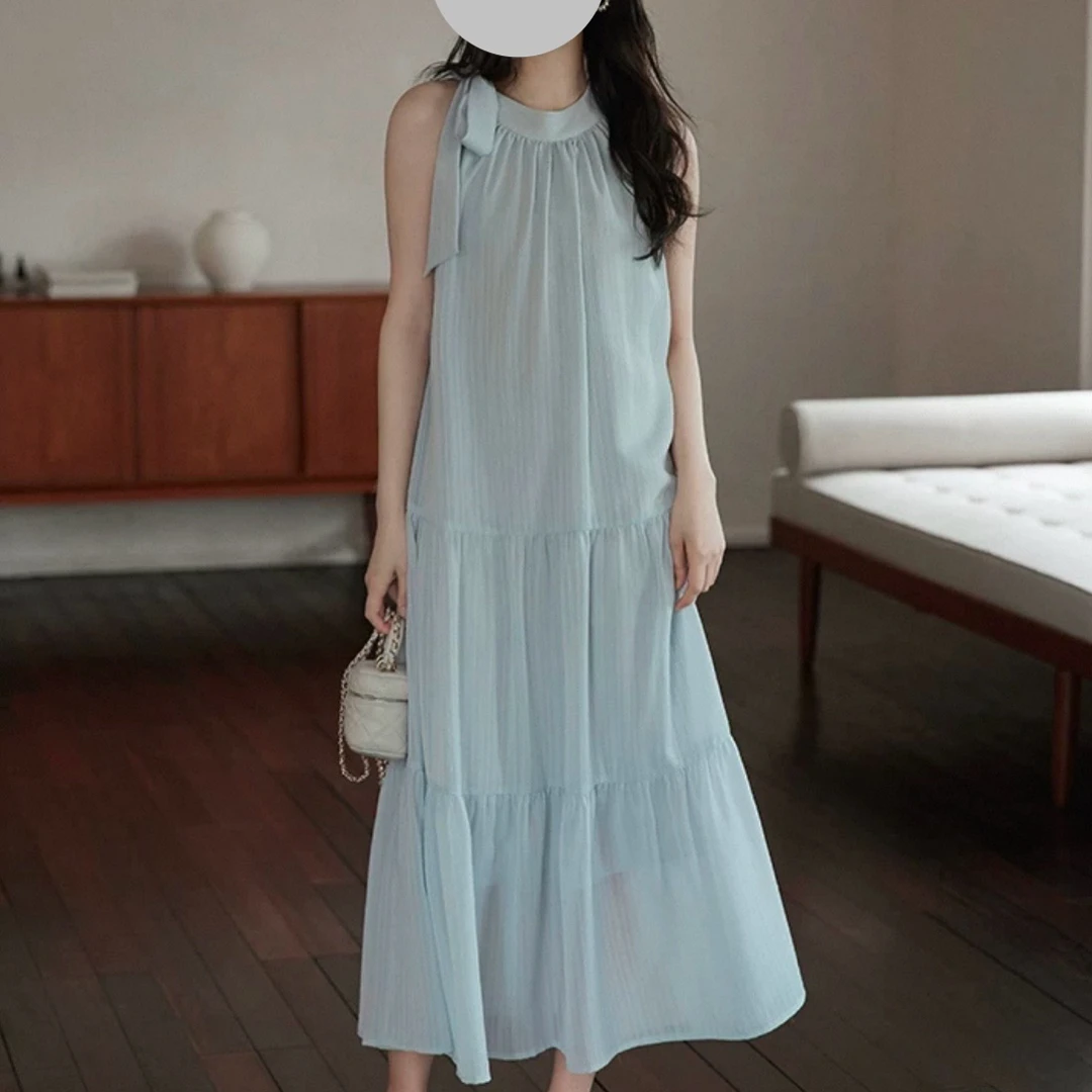 【夕meng】气质挂脖背心度假风长裙[141]