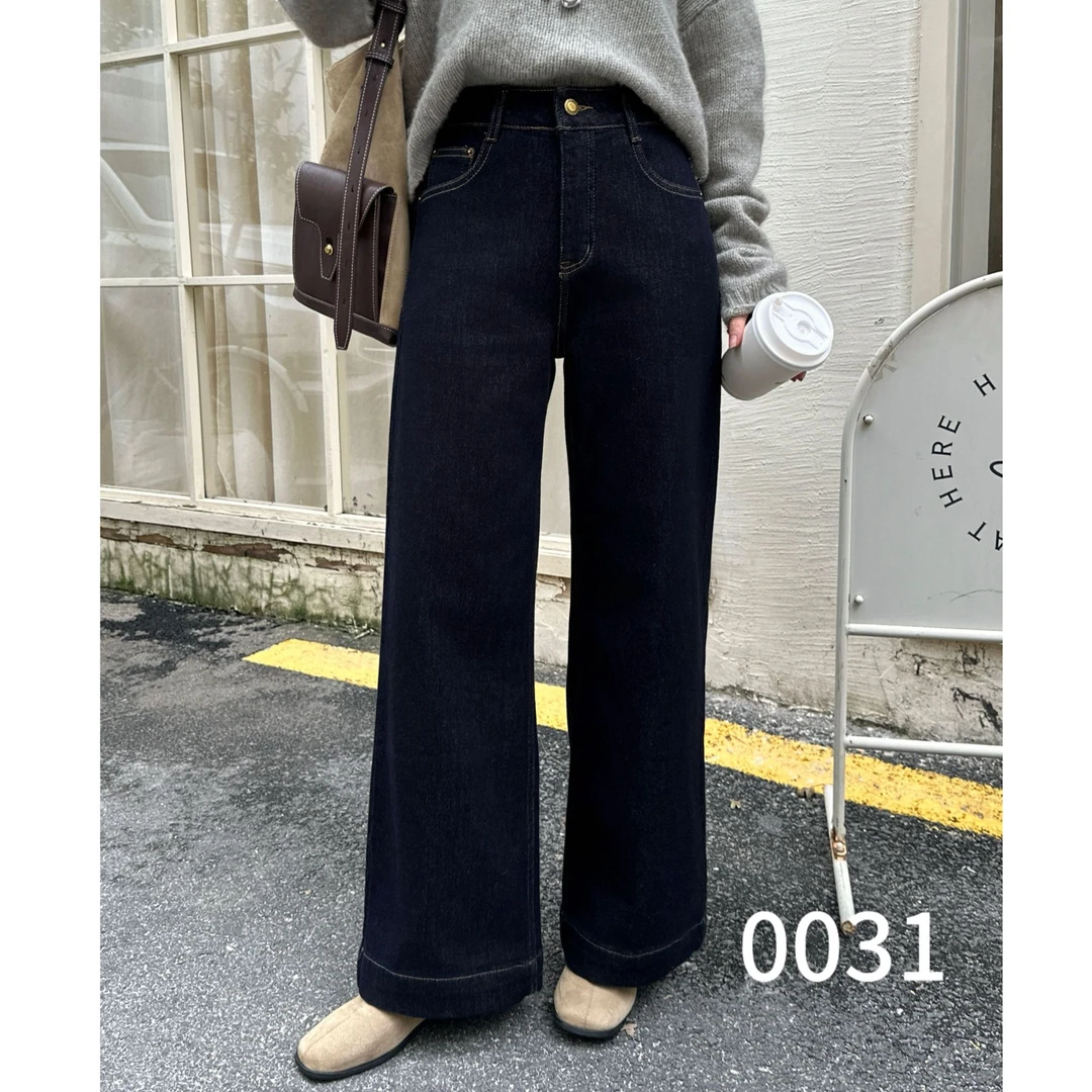 秋冬加绒女牛仔裤女直筒裤性感风四季