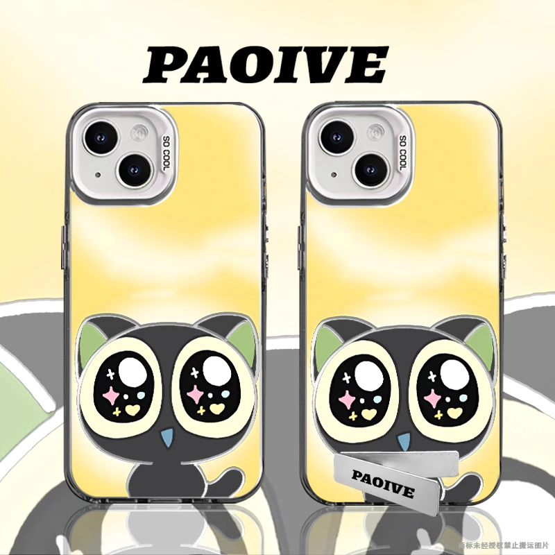 罗小黑适用苹果华为vivoiPhone小米三星防摔彩银手机壳