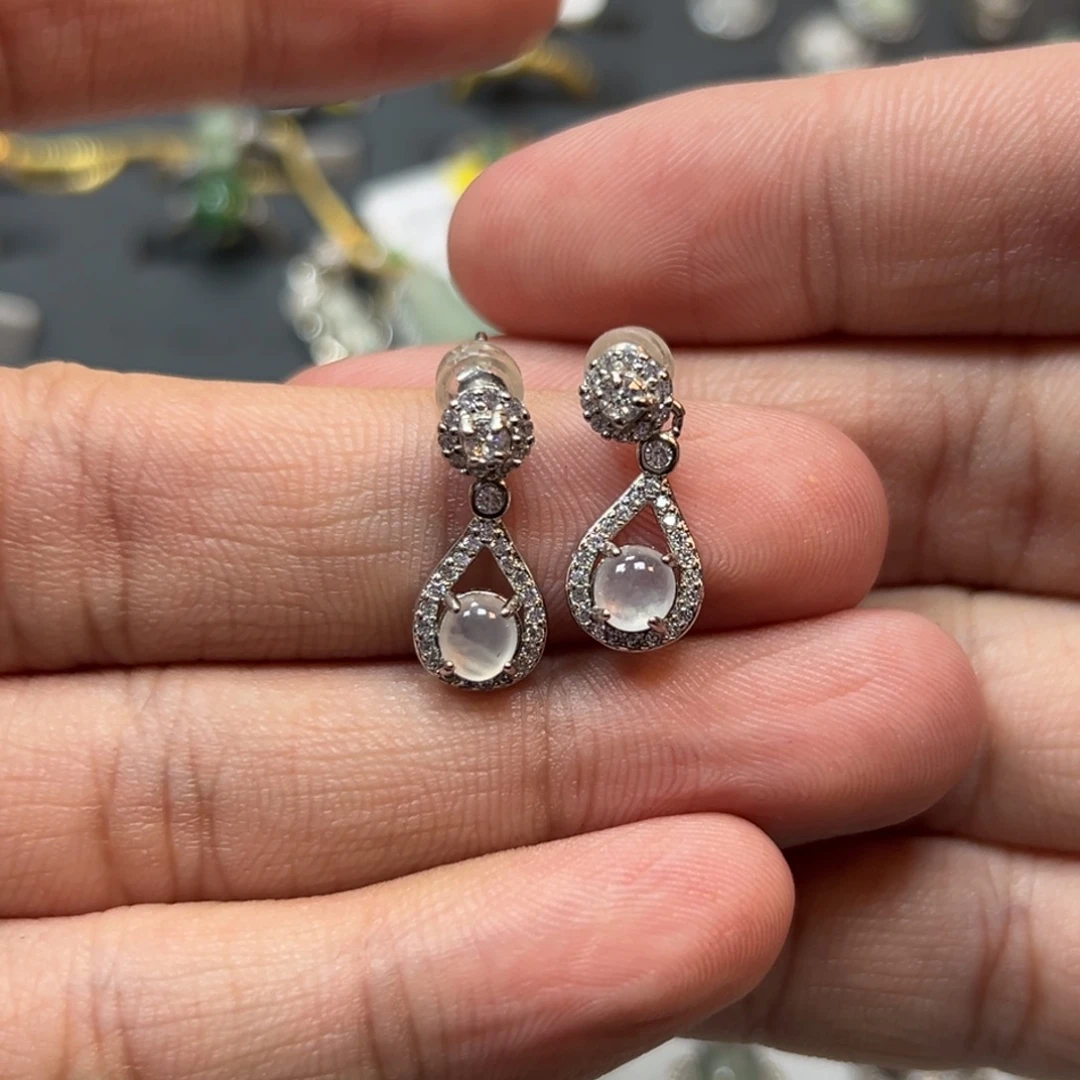 翡翠银S925镶嵌耳坠