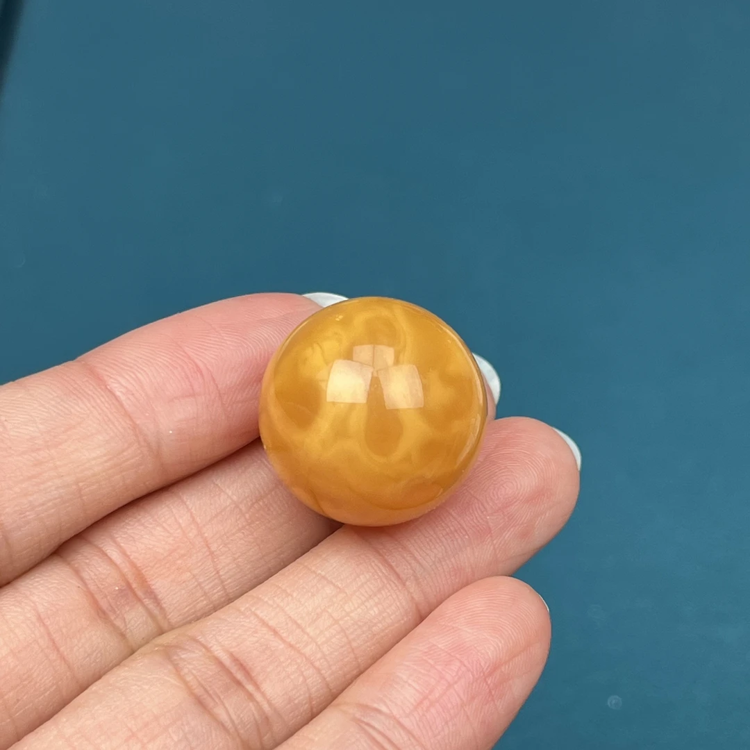 Y5727天然原矿蜜蜡鸡油红妖花圆珠 20.5mm抖音基地质检发货