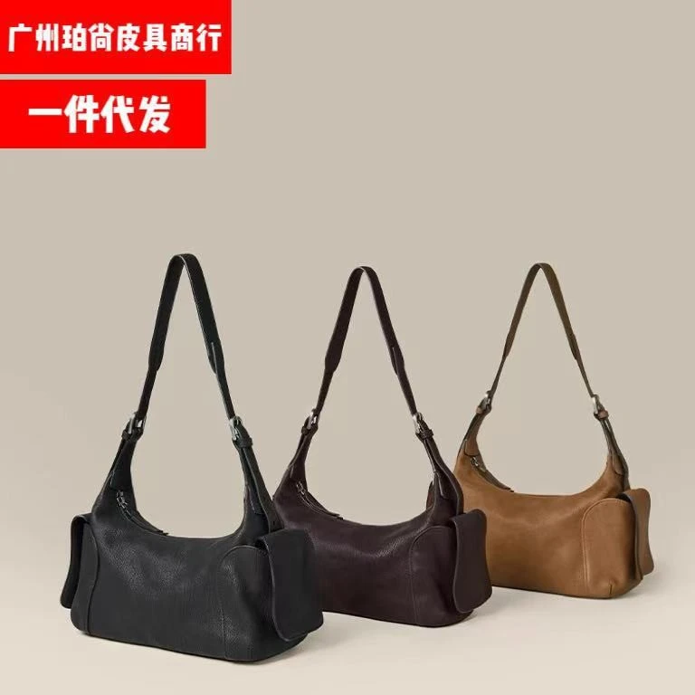 【奚梦瑶同款】裘真植鞣胎牛皮逍遥吐司包单肩斜挎大容量通勤包女