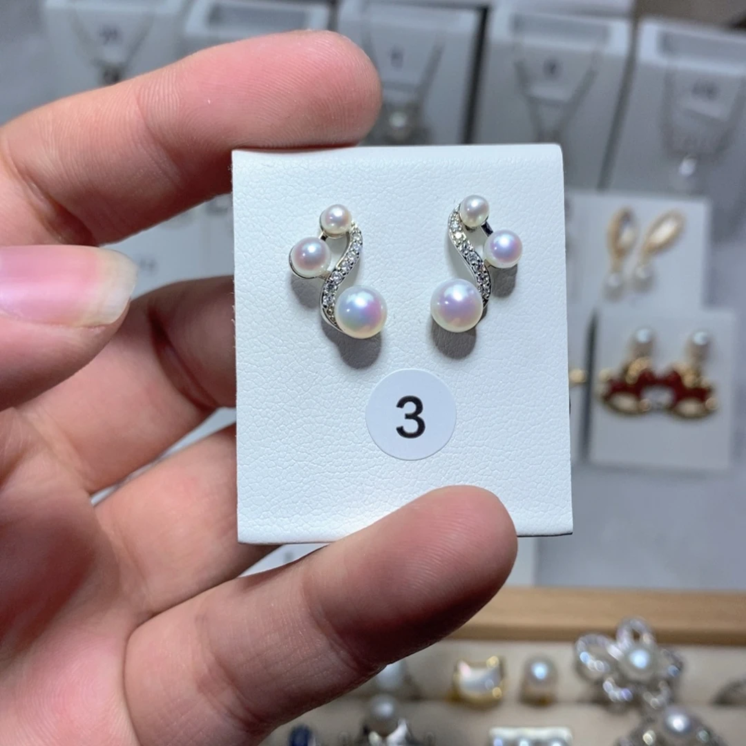 银S925镶嵌耳饰淡水珍珠