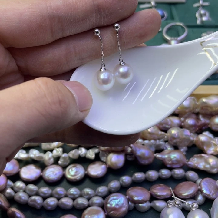 淡水珍珠耳饰银S925镶嵌s**l