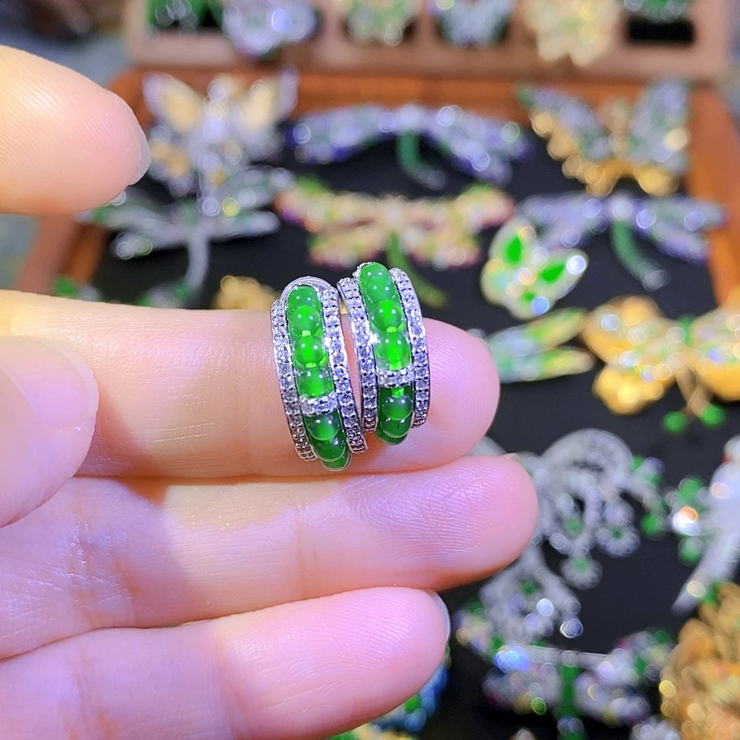 吊坠(不含链)银S925镶嵌翡翠