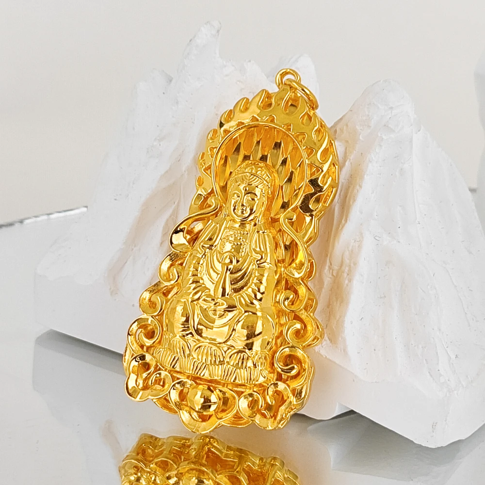 吊坠足银 火焰观音国潮(不含链）挂坠银饰吊坠