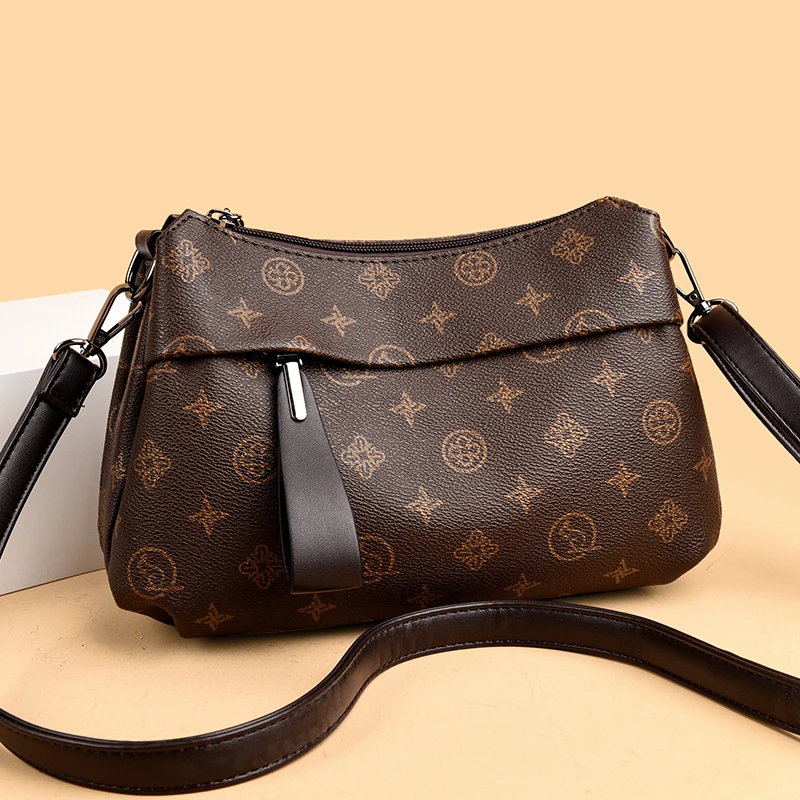 吉尼斯袋鼠正品真皮女包时尚百搭中老年印花妈妈包软皮单肩斜挎包