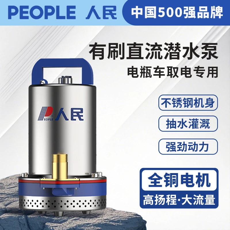 【活动价】人民不锈钢直流潜水泵12V24V48V60V电瓶车抽水机农用灌溉