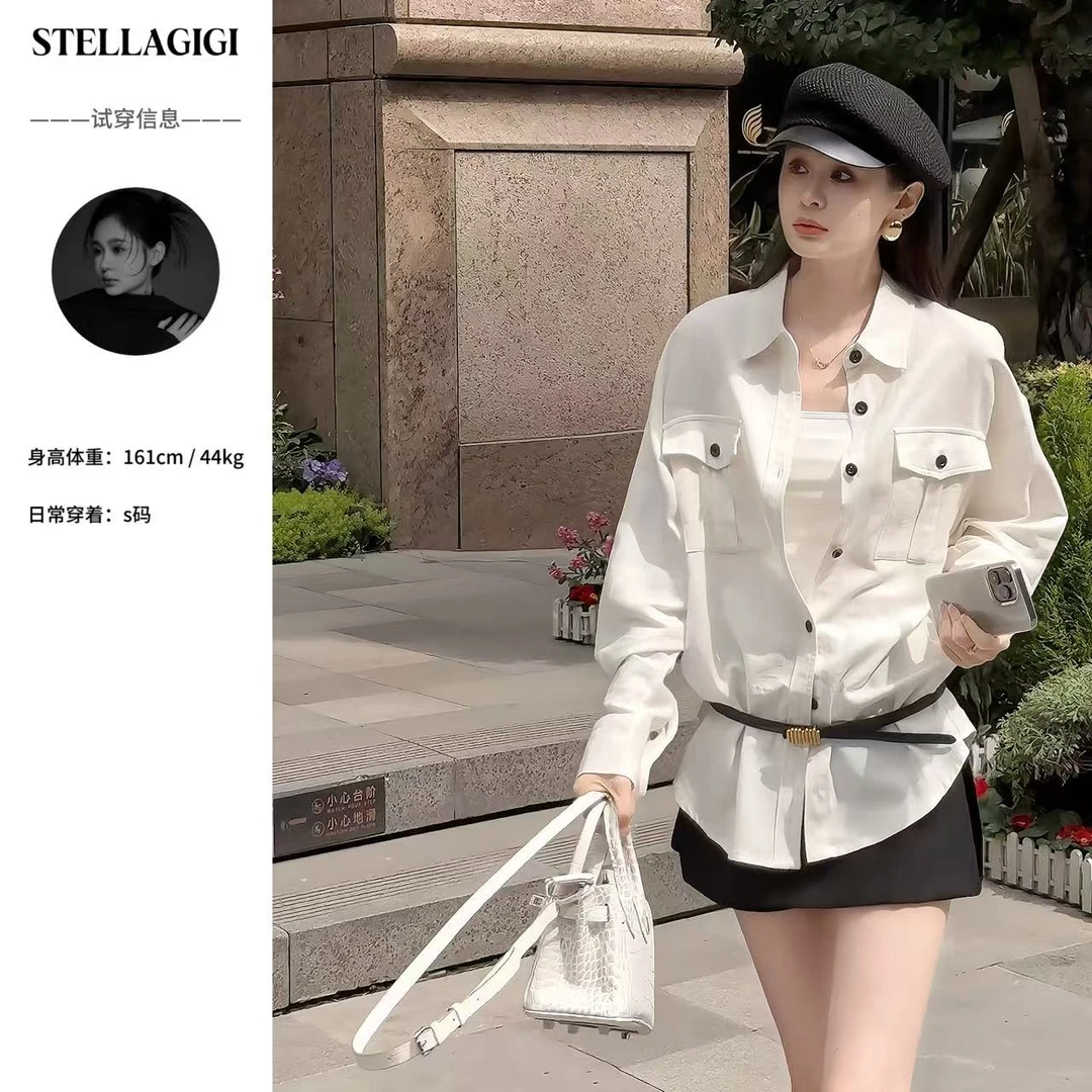 SG / 郭幂幂 SS 极简松弛感 高品质亚麻双口袋衬衣CY-20250159