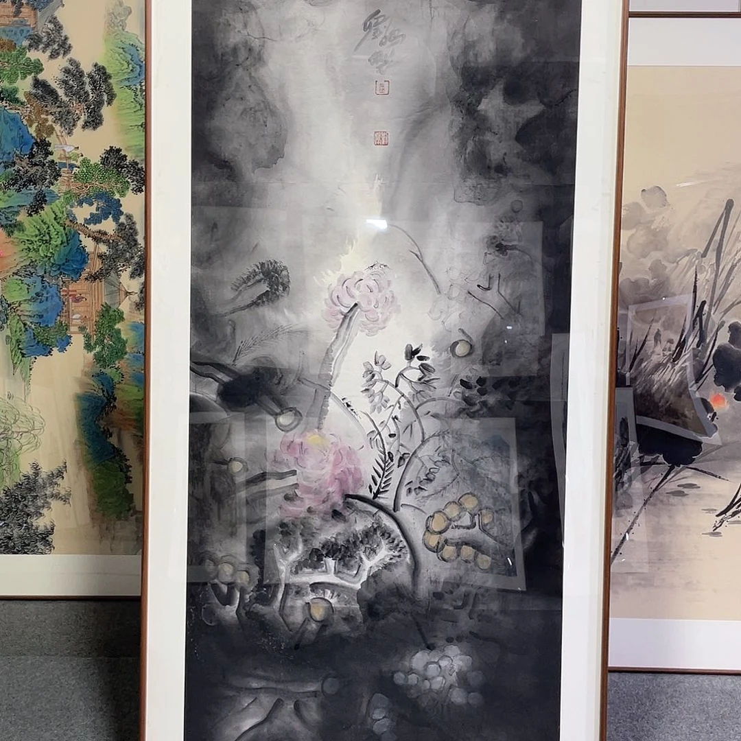 国画手绘画作品带框