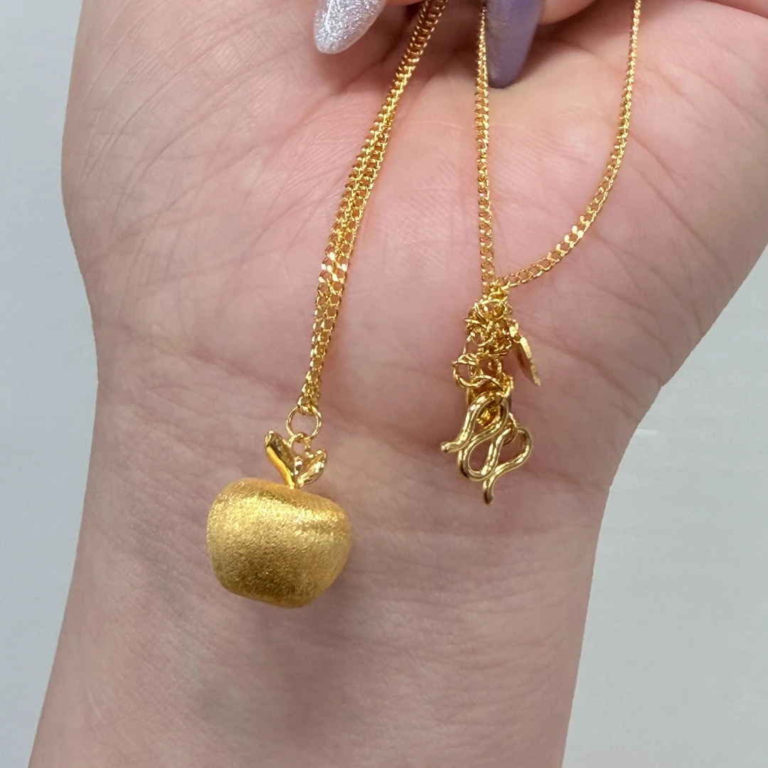 【金套链】拉丝苹果套链黄金套链5G足金999精致百搭通勤送女友