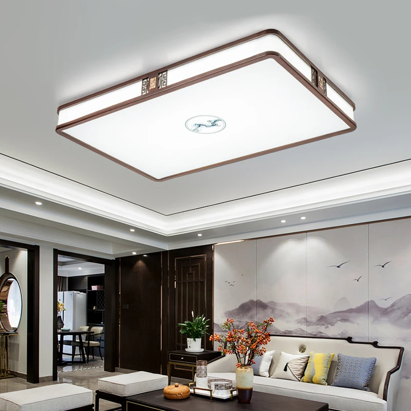 明灯匠人新中式吸顶灯客厅灯禅意餐厅实木圆形卧室灯长方形书房灯