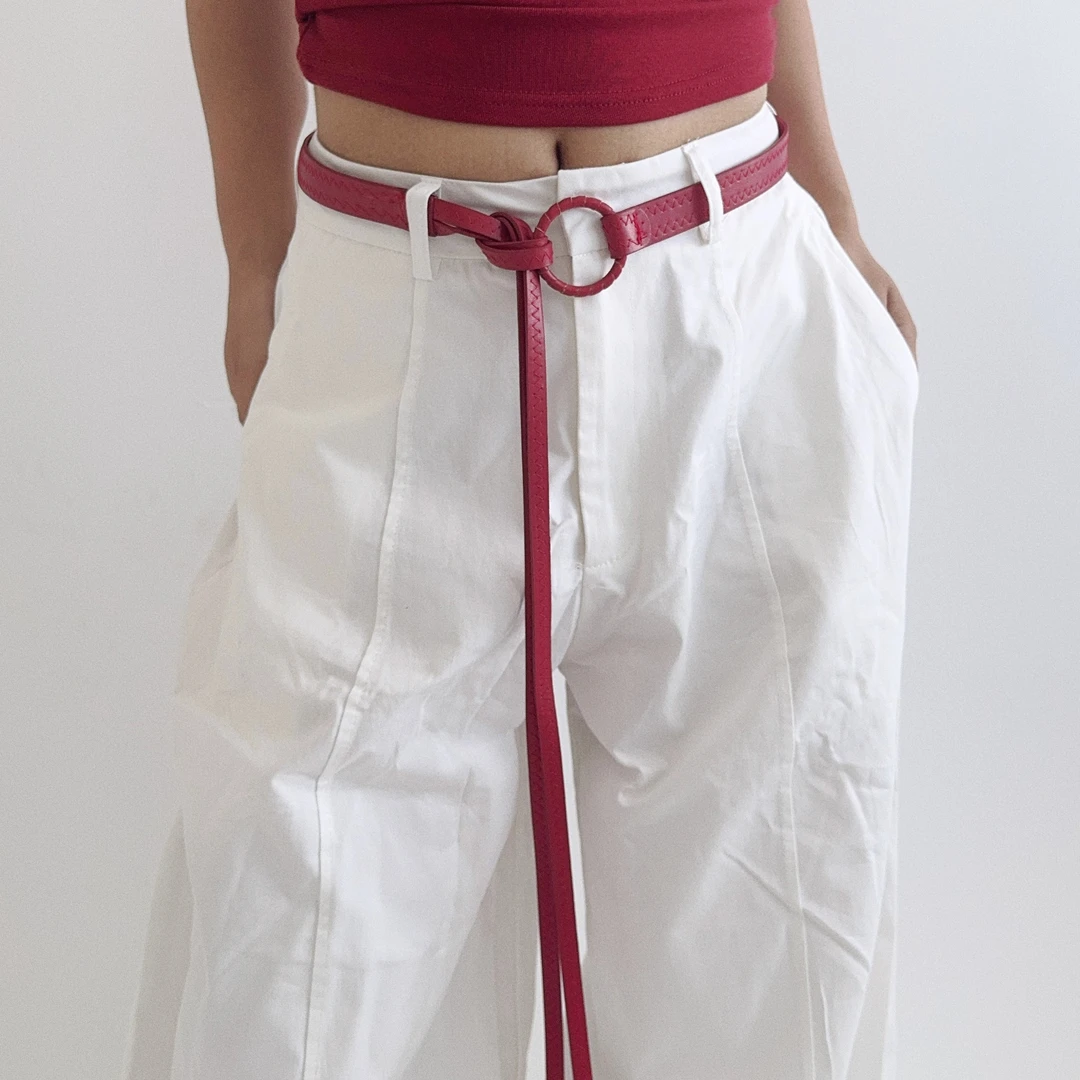 腰间配饰腰带女款配牛仔裤高级感收腰系带y2k美式复古红色细皮带