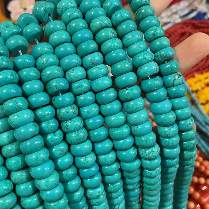 玛瑙/玉髓合金珠宝半成品一条10mm蓝色算盘珠