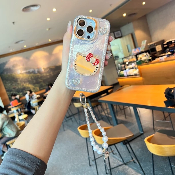 【镜面KT猫】防摔iPhone17ProMax全包适用苹果15手机壳透明14/1316