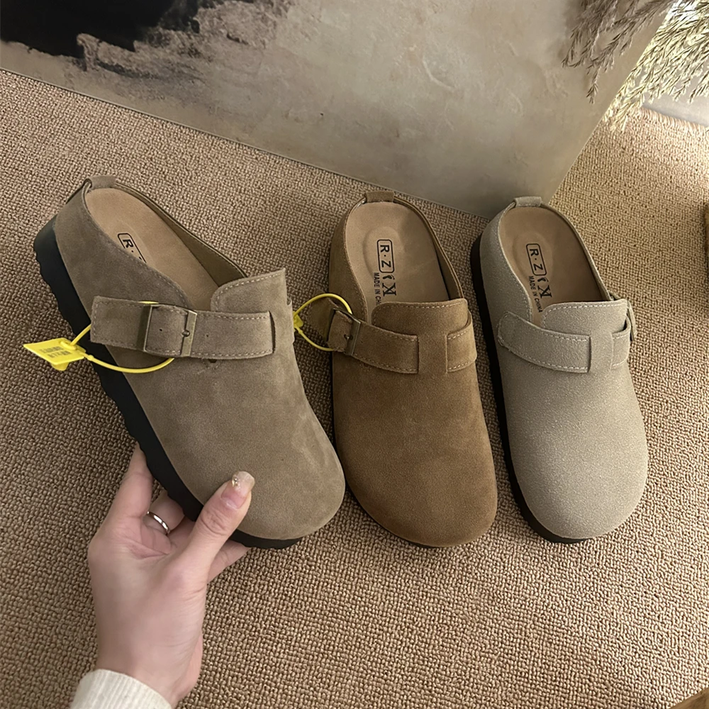 厚底版~三喜同款勃肯鞋2025春秋新款包头半拖鞋女外穿钓鱼博肯鞋