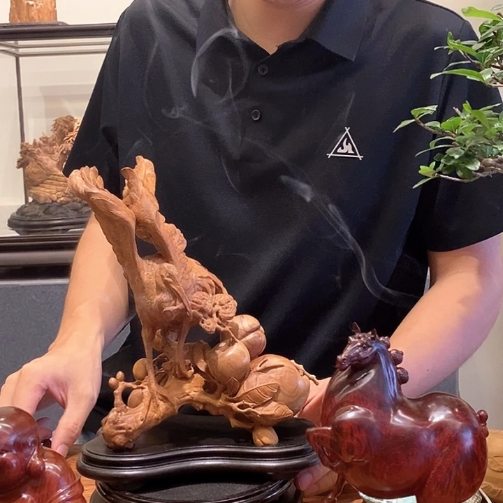 檀香木老山檀香仙鹤祝寿
