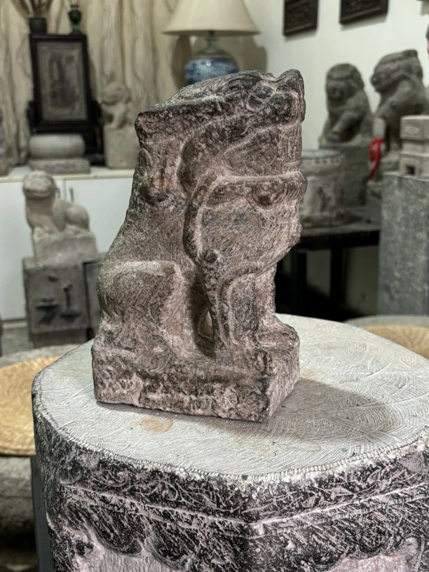 陕西关中石雕炕头狮子
